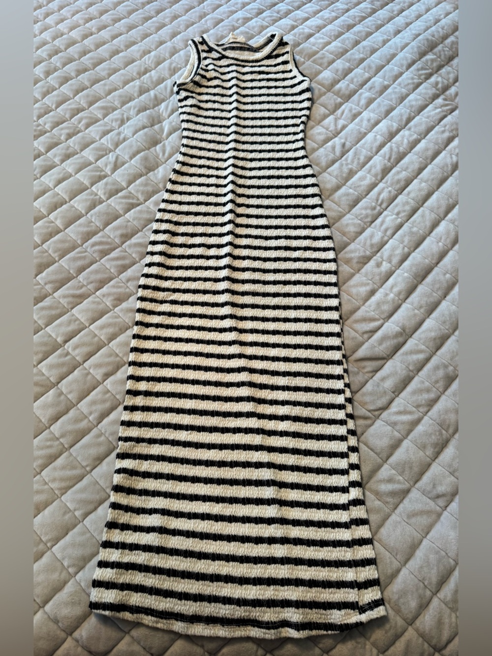 T.J.Maxx Black and White Striped Sleeveless Maxi Dress